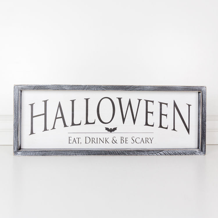 24 X 9 X 1 5 Wood Framed Sign Halloween Eat Drink Be Scary