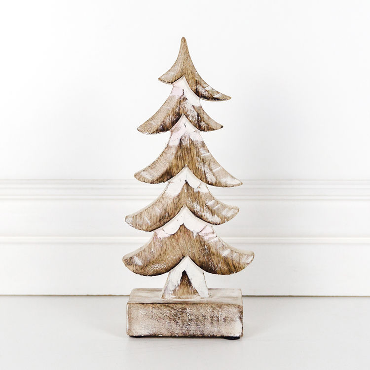 4 25 X 10 X 2 Mango Wood Cutout Christmas Tree White 70671 Adams Co