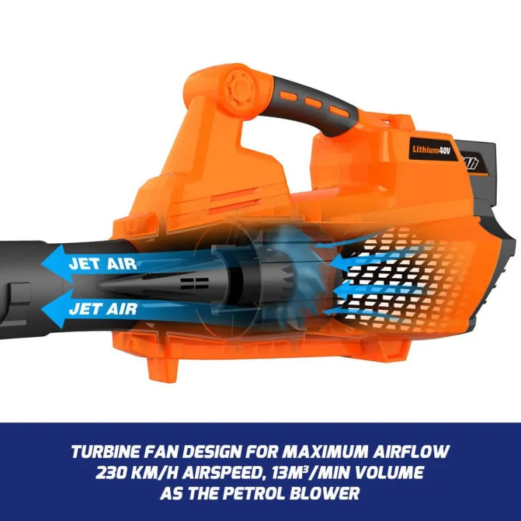View 7 of  E435C Flex Series 40V Cordless Brushless Leaf Blower with 121-122 MPH Air Speed, 385 CFM Airflow, 4-Speed Control, and Turbo Mode, Tool Only - E435C
