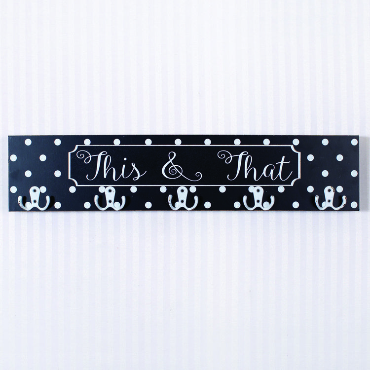 24 X 5 X 5 Wood Hook Board This That Black White